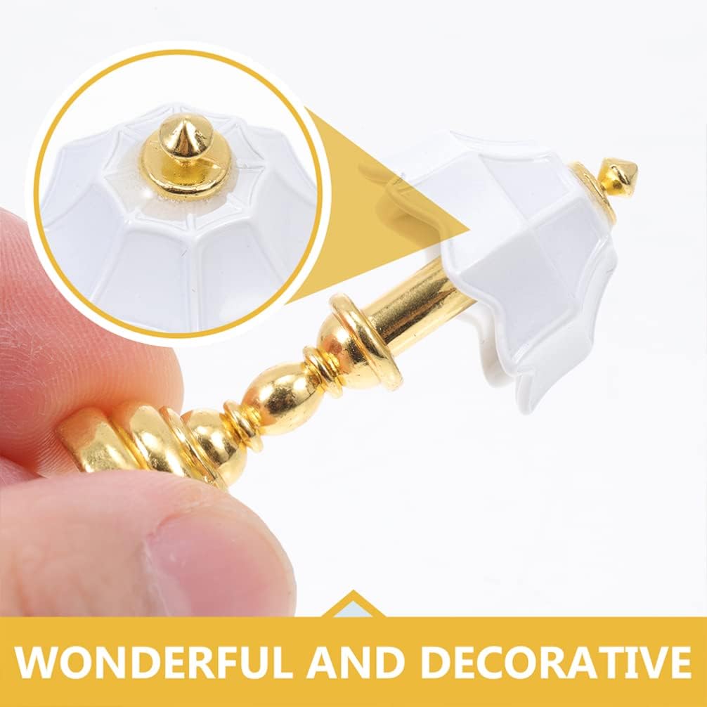Miniature Dollhouse Table Lamp LED Desk Model Mini Light Decoration Children's Toy Dollhouse Play Accessories for Mini House Bedroom Pack of 2