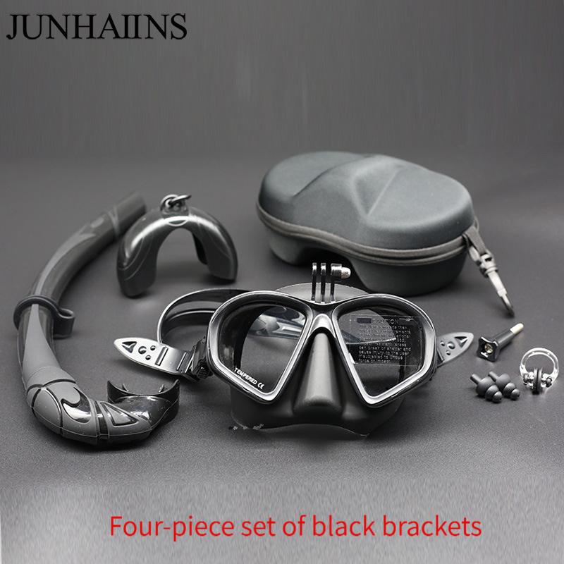 Freediving Snorkeling Mask with Myopia Option, Anti-Fog Tempered Glass, Soft Silicone Scuba Diving Goggles for Men Women, Low Volume Diving Equipment A