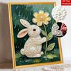 DIY Frameless Pearl Painting Kit Cute Rabbit Flower 3D Shiny Bead Art Canvas Relaxing Creative Craft for Home Wall Decor Gift