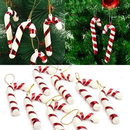 

12PC Red And White Christmas 7cm Plastic Cane Christmas Tree Ornament Children Gift New Year Festival Party Decoration Gift