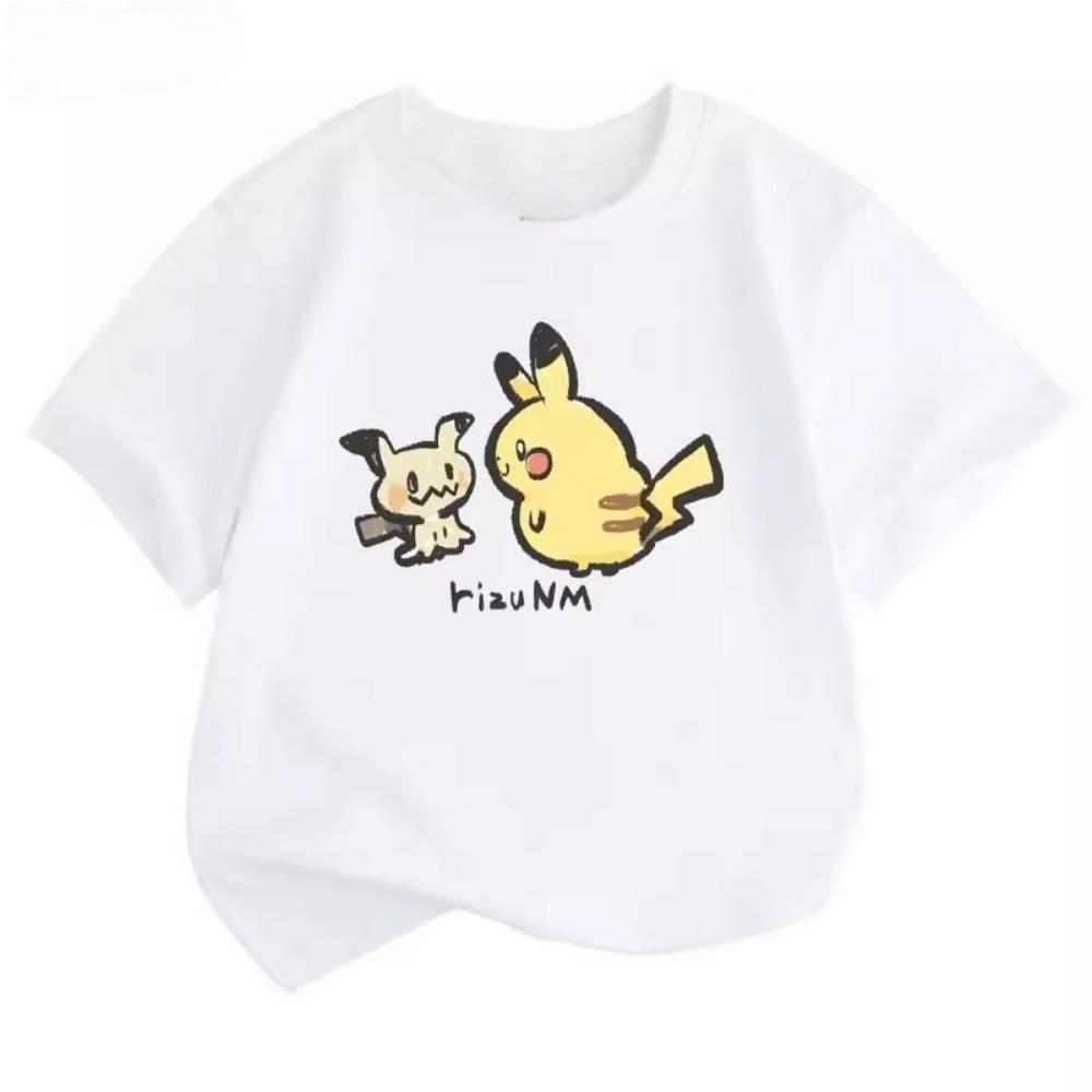 Potdemiel Summer New Pikachu Children's T-Shirt, Comfortable and Breathable, Suitable for Both Boys and Girls.