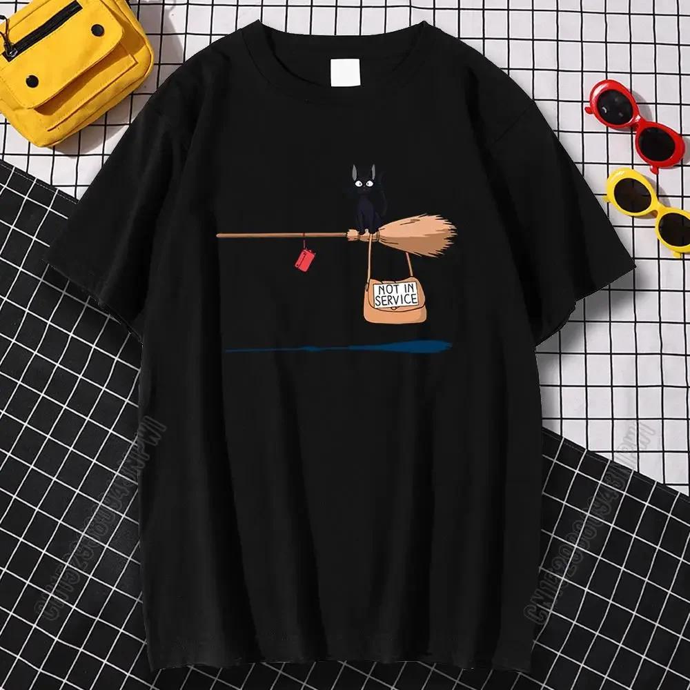 Cotton Breathable Childrens Tshirt 2026 Summer New Black Cat Jiji Printed Casual Parent Child Wear for Boys and Girls