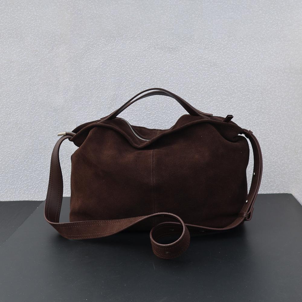 Autumn and winter matte cowhide lazy style suede tote bag commuter shoulder messenger genuine leather women's bag