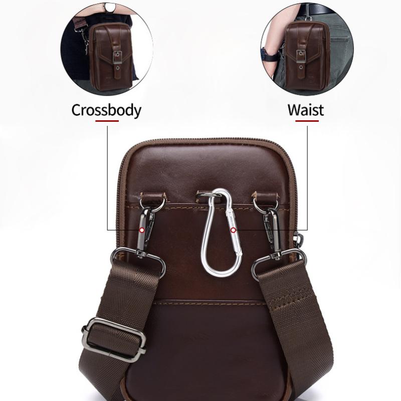 Herren One-Shoulder Messenger Handytasche Retro Multifunktionale Schnalle Handy Hüfttasche Lässige Herrentasche