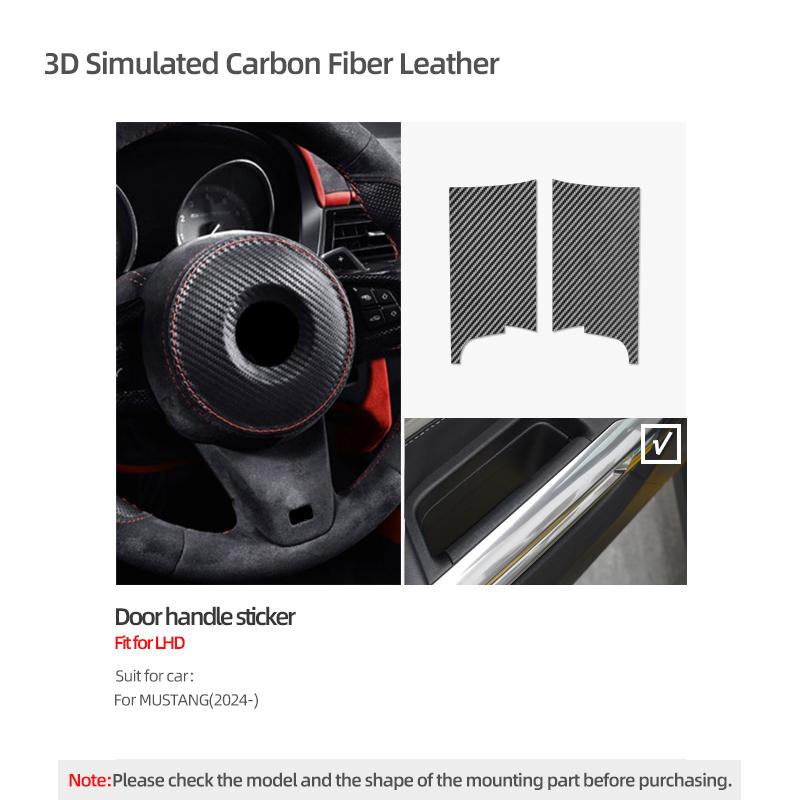 

Make of Alcantara Betterhumz For Ford Mustang GT 2024- Auto Door Inner Handle Trim Sticker Tuning Decor Car Interior Accessories Carbon Leather