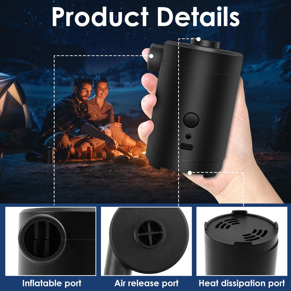 Electric Air Pump Inflator Portable Air Compressor For Outdoor Camping PVC Boat Mattress Inflatable Pool Raft Tyre Balls