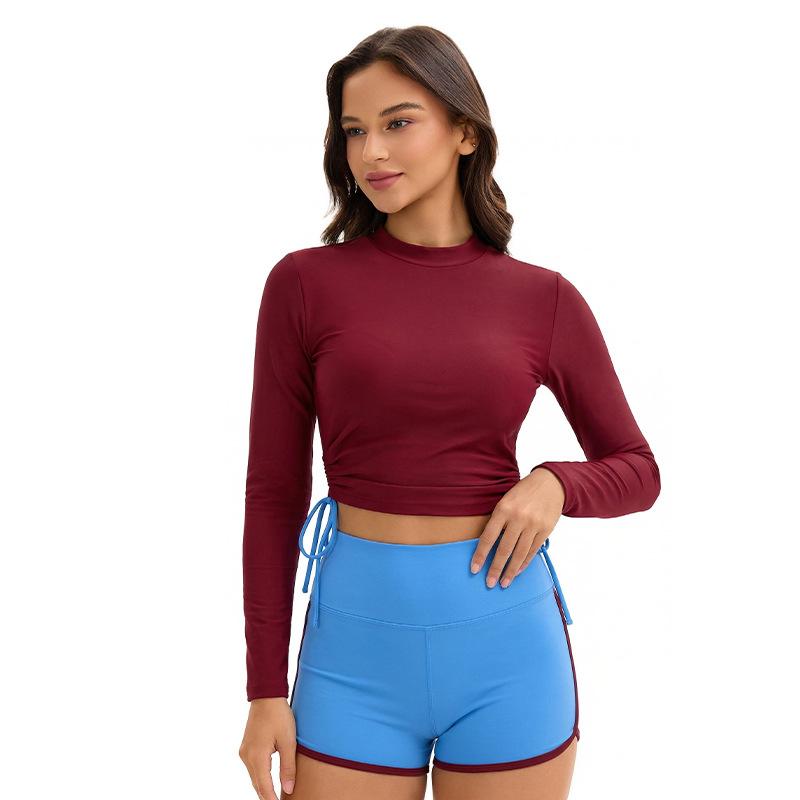 Swimsuit Women s split long-sleeved sunscreen solid color conservative two-piece set European and American swimsuit S