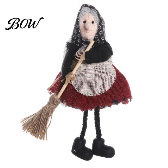 Realistic Halloween Patterns Witch Broomstick Hanging Ornament, Spooky Fabric Pendant for Party Bar Celebration Decor Home, Trick or Treat Festive