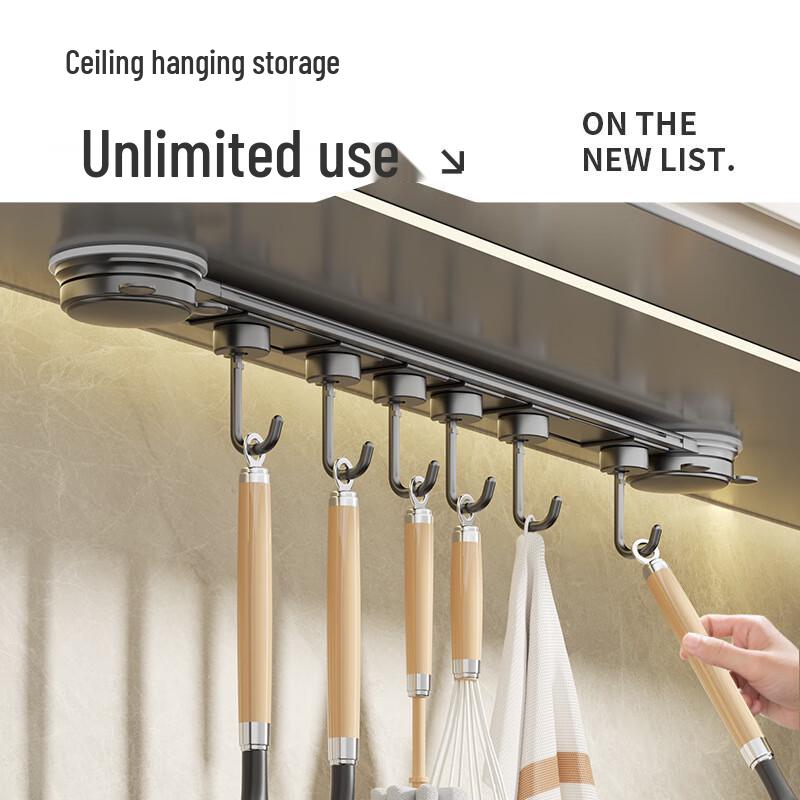 Grey Nizi Kitchen Suction Cup Hook Rack