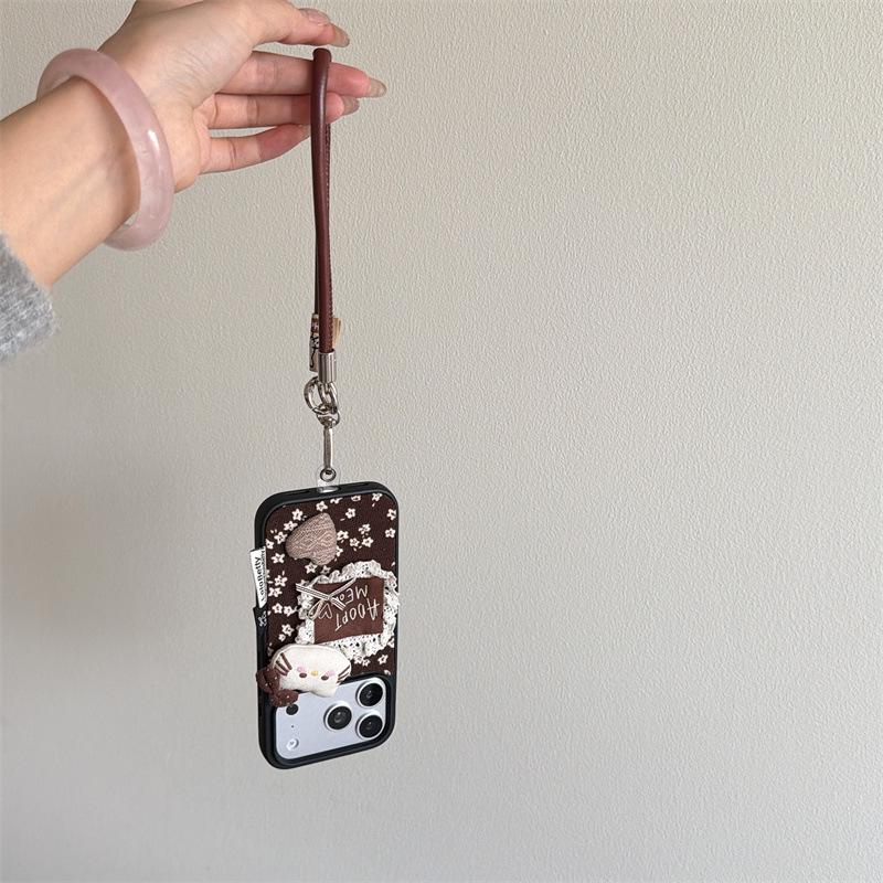 Floral 3D Heart Cat Head iPhone 17/16 Pro Max/15/14 Autumn/Winter Case
