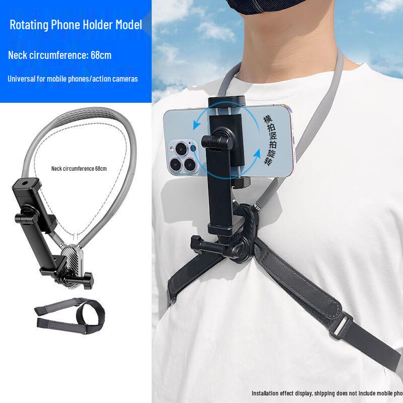 Neck-Mounted Sports Camera and Phone Holder for Cycling