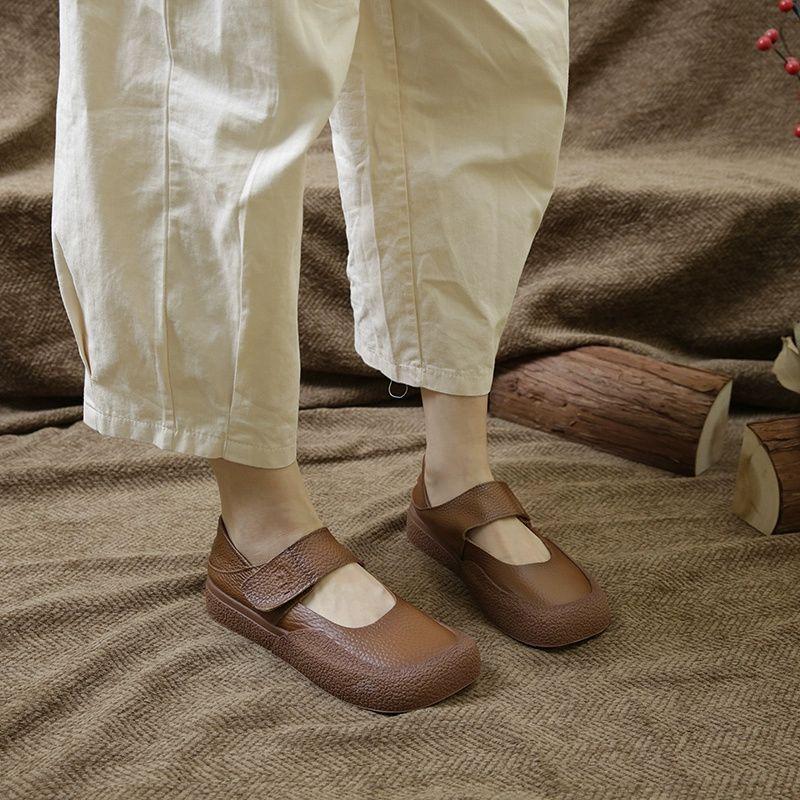 Fashion New mary janes retro flats shoes women's green loafer shallow mouth square toe nurse shoes ladies autumn genuine leather flats