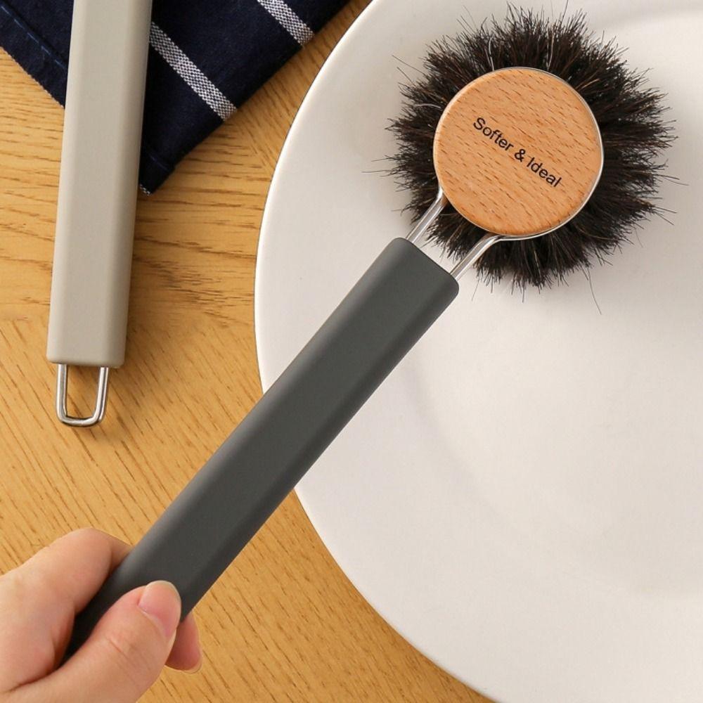 Long Handle Pot Brush Replaceable Brush Head Oan Cleaning Brush Sisal Bristles Brush Kitchen