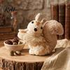 Rustic Festive Home Decor Handmade Straw Deer/Squirrel Christmas Ornaments with Scarf, Retro Pastoral Style Handcrafted Seasonal Gift Items