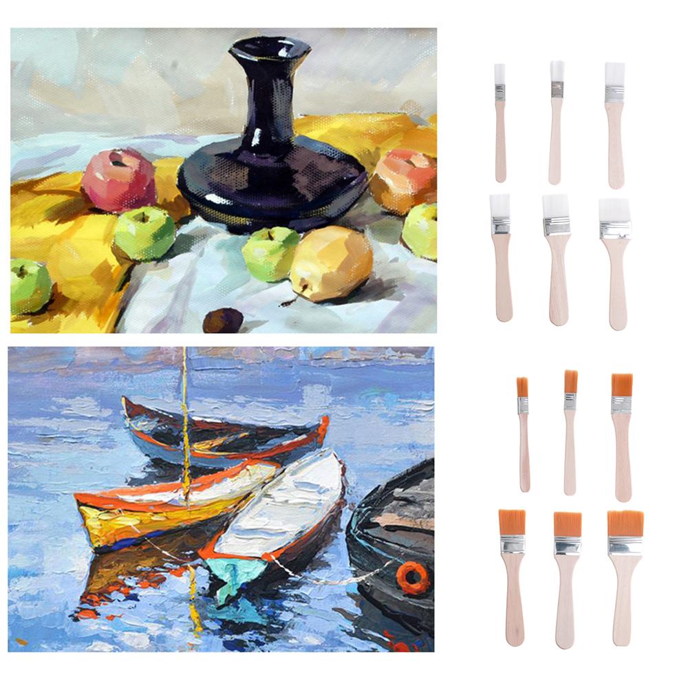 Buy 6pcs Wooden Handle Oil Painting Brush Artist Paint Tool Kit For