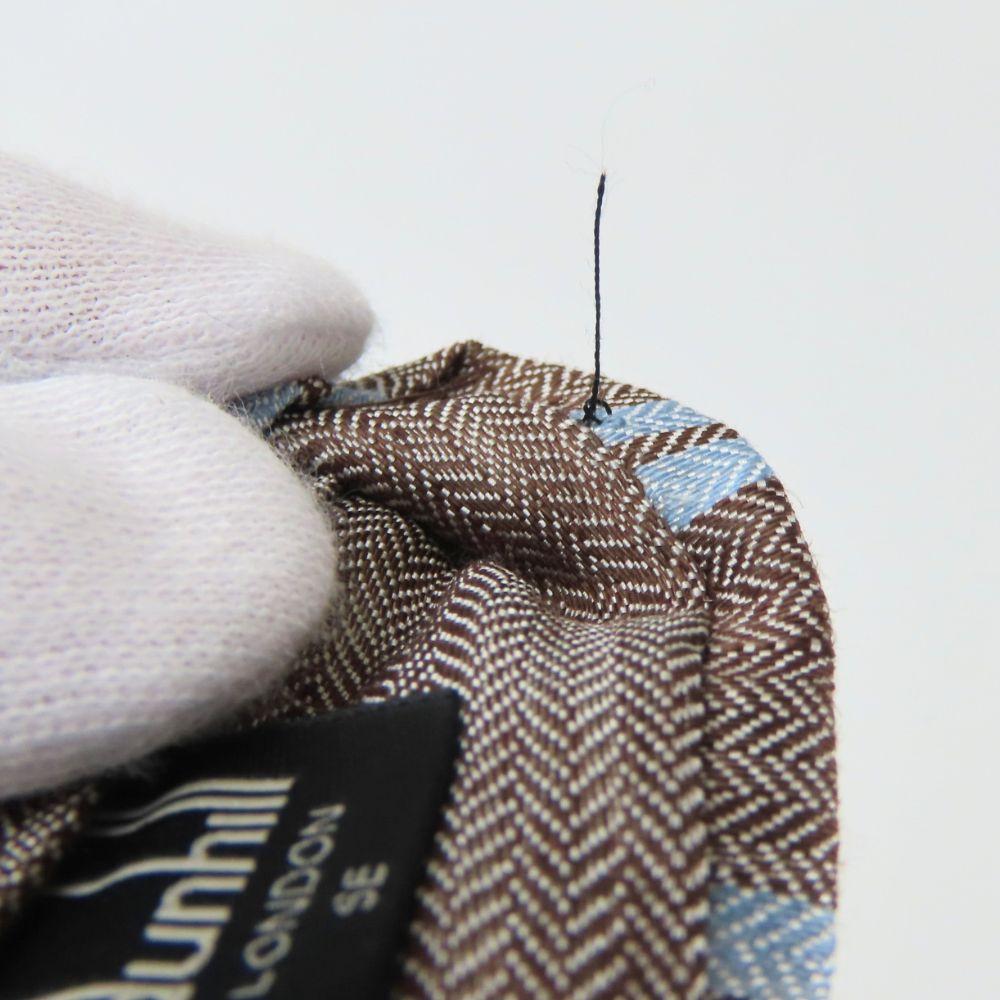 Used Dunhill Tie Herringbone Linen/silk Gurege Light Blue Regimental