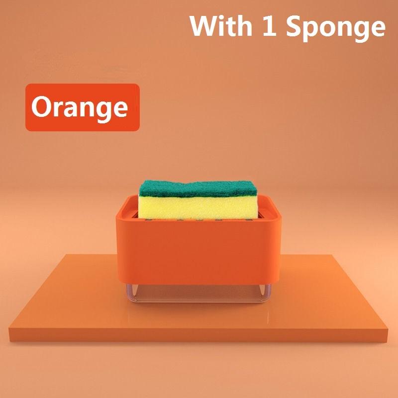 

Дозатор для миття посуду для кухні Дозатор рідкого мила Кухонний дозатор мила з тримачем для губки Дозатор-насос для мила з губкою 320 мл