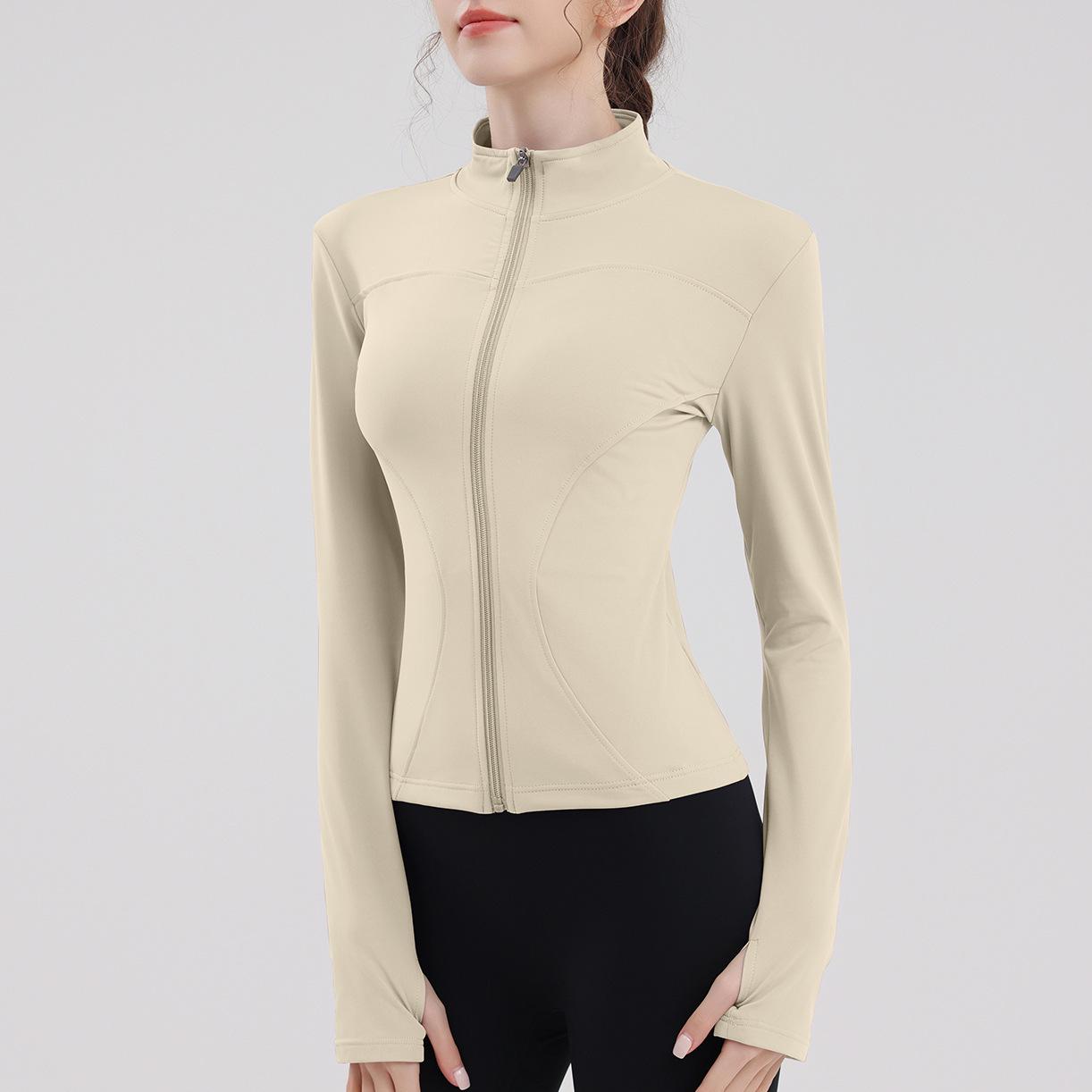 

Женская облегающая куртка для йоги с воротником-стойкой - плюшевая, с длинными рукавами, на молнии, спортивный топ для осени/зимы 2024 г. L