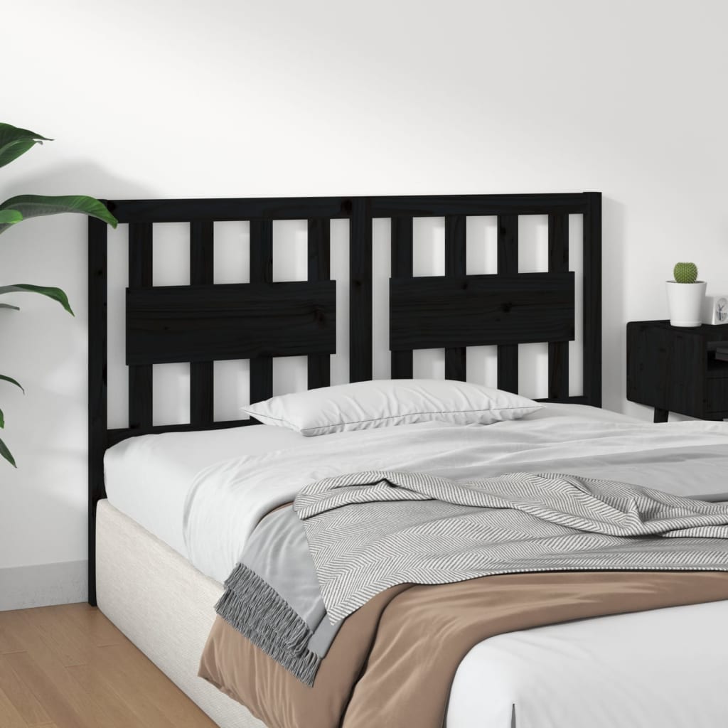 Headboard Black 125.5 x 4 x 100 cm Solid Pine Wood