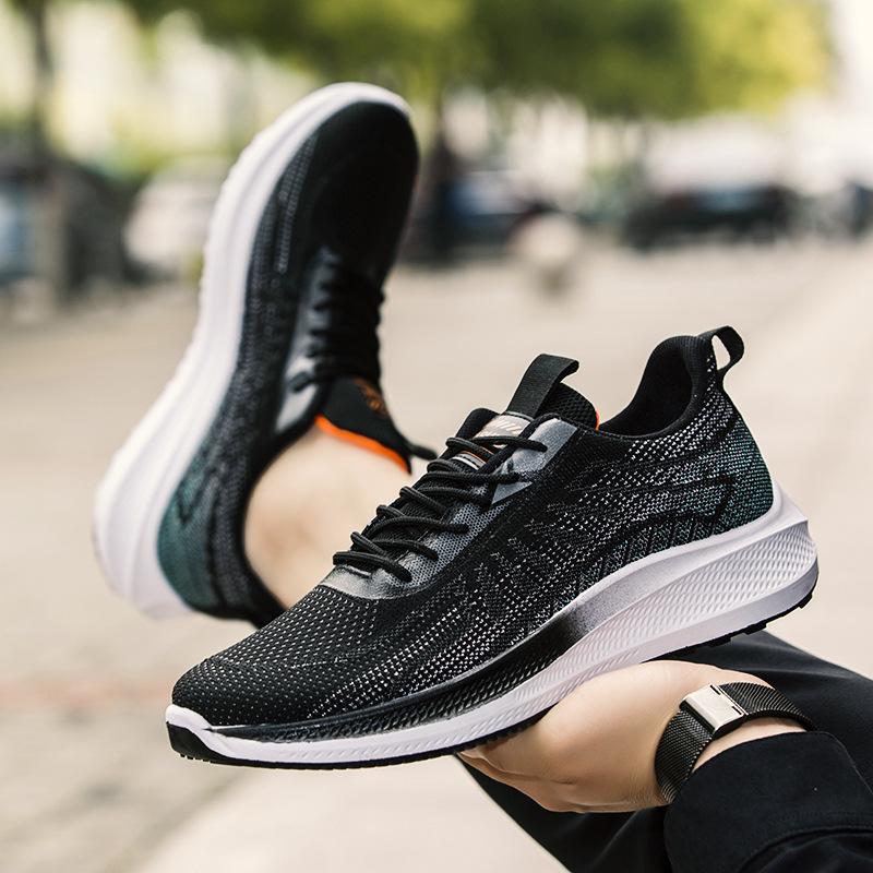 Men's shoes 2025 summer new flying woven mesh shoes comfortable and breathable running sports shoes fashion versatile casual shoes