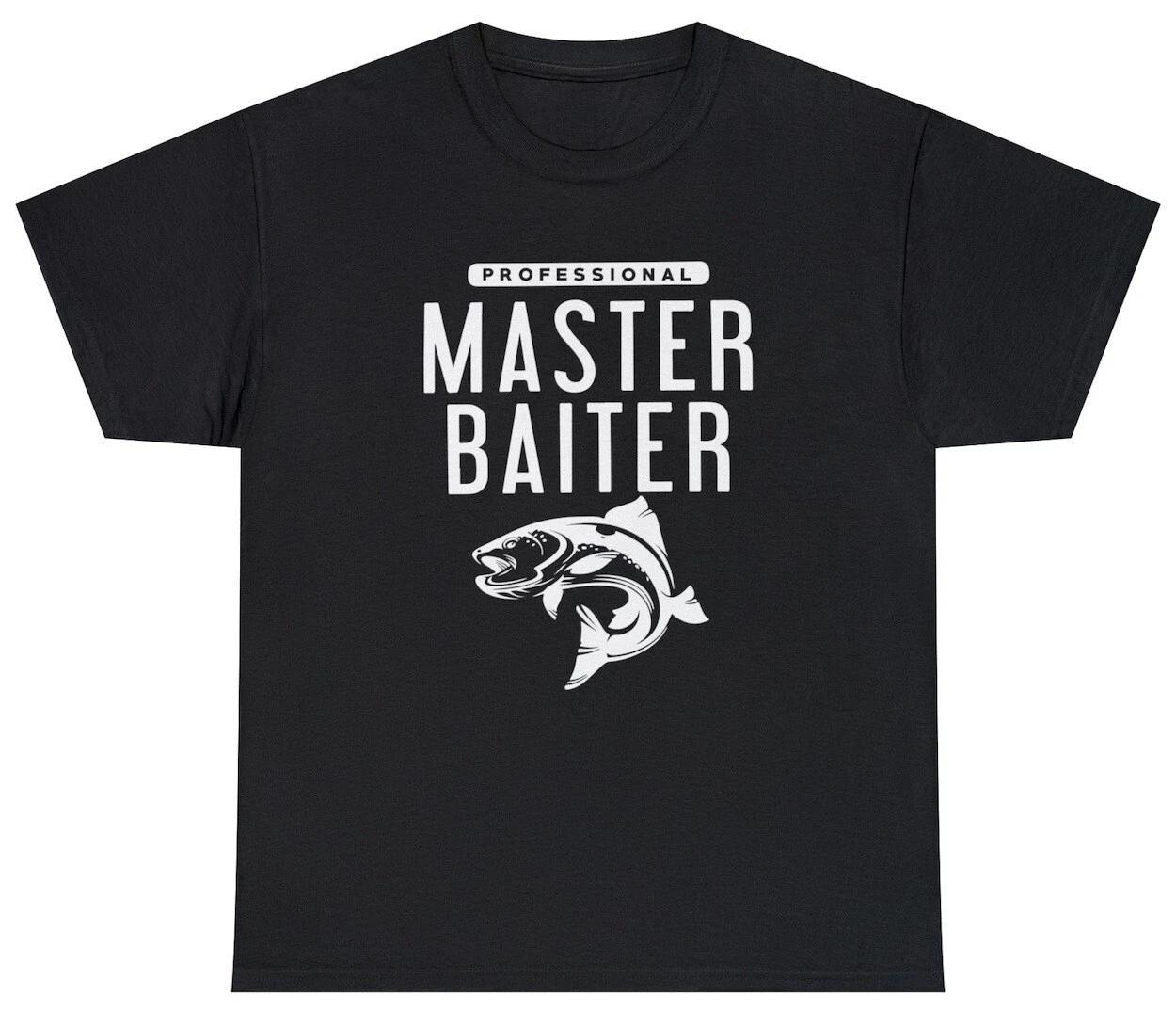Mens Master Baiter T Shirt Funny Inappropriate Fishing Adult Humor Gift Tee L