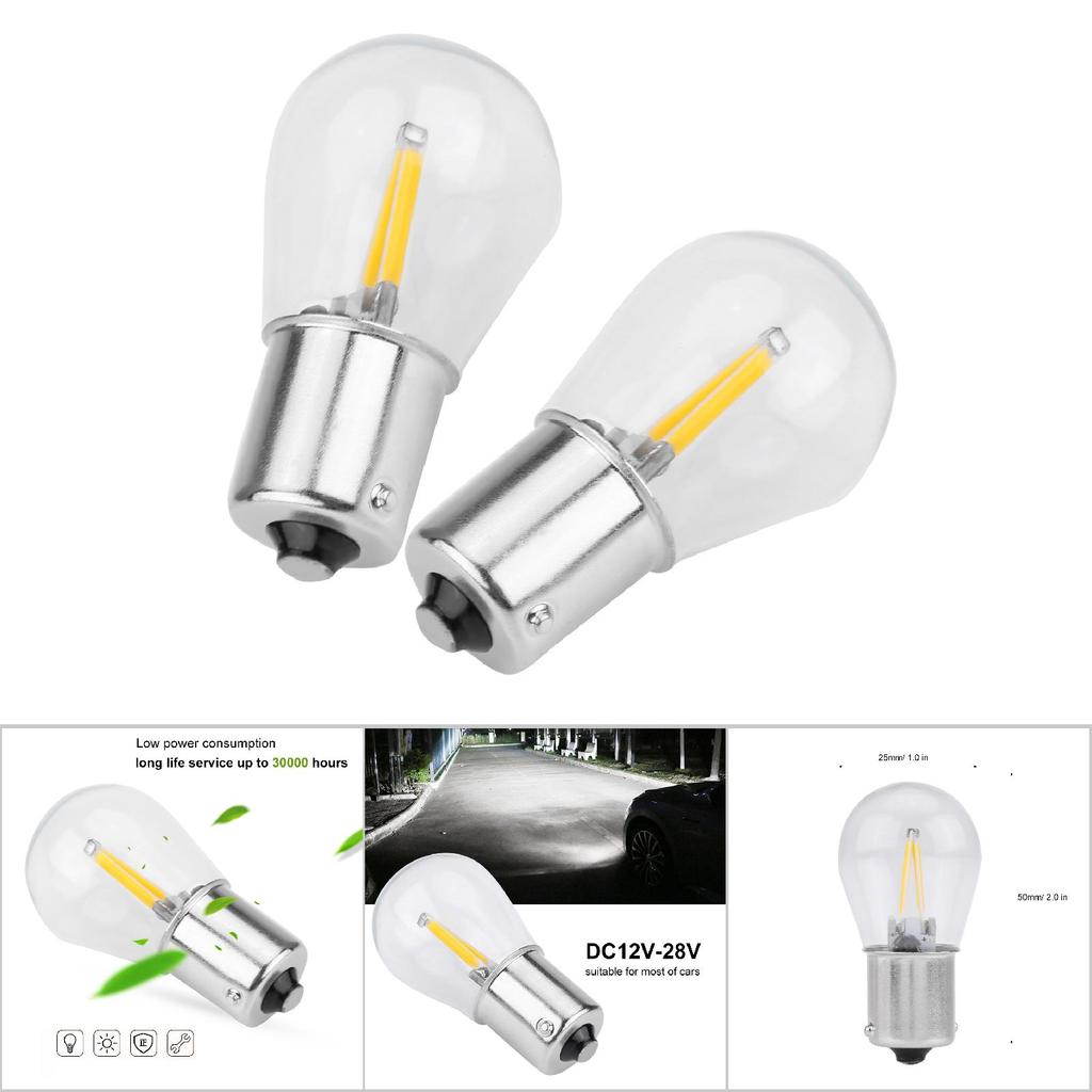 Pair of 1156 Glass Strobe COB LED Car Turn Signal Reverse Light Tail Brake Bulb White Light