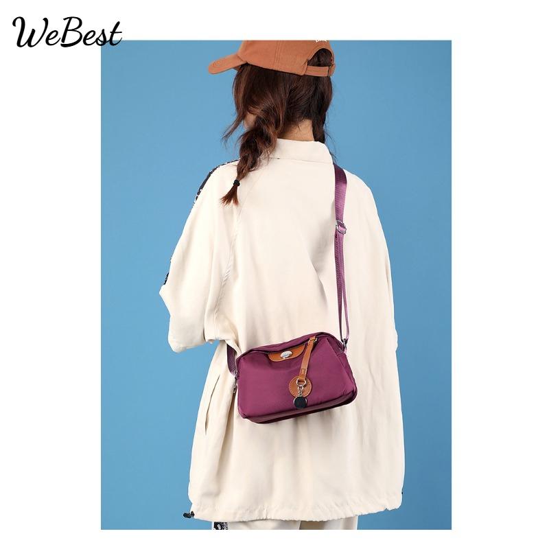 New Women Nylon Shoulder Bag Minimalist Color-Block Large Capacity Crossbody Bag Casual Lightweight Middle-Aged Mom Bag