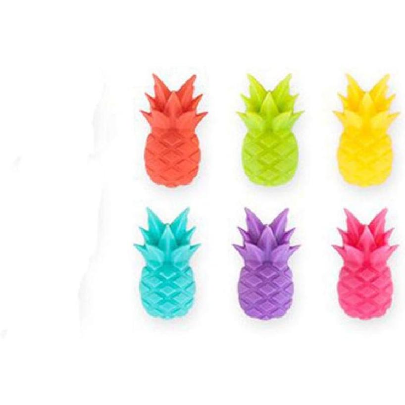 Стеклянный маркер для бокалов в виде ананаса, набор из 6 шт., силиконовые маркеры-подвески для бокалов с вином, пивом, Силикон, силикон