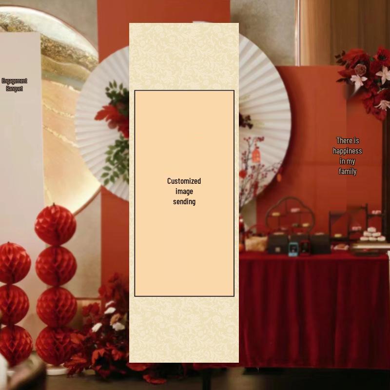 Chinese-Style Retro Engagement Banquet Scroll with Handwritten Decoration