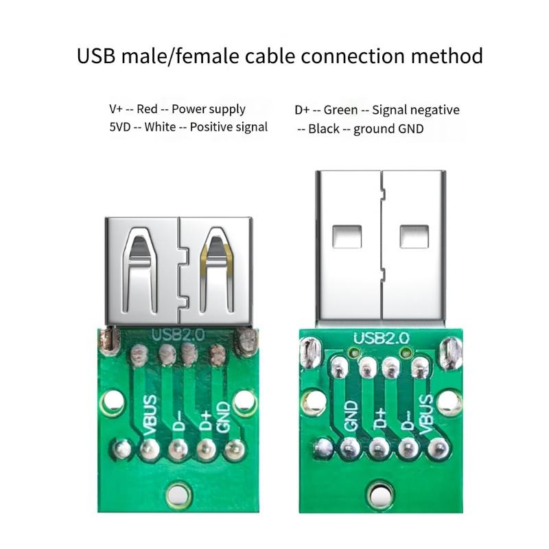 USB 2.0 Terminal Block Connector Solderless Adapter with Metal Case Support Charging for USB Repair Adapter Connector
