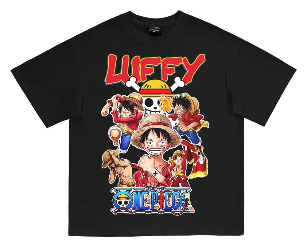 ONE PIECE Short Sleeve Luffy T-Shirt Heavy American Neckline Crew Neck Anime Men and Women