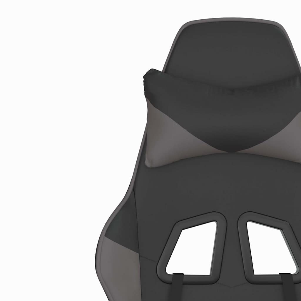 Gaming Chair with Massage Function and Footrest Black & Grey Artificial Leather