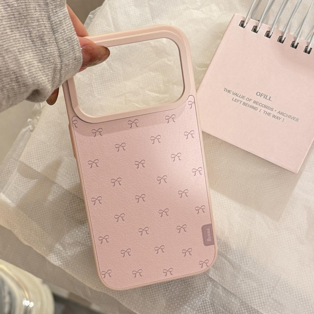 Rosa Schleife Leder Handyhülle für Apple 17 Promax für IPhone 16 Koreanisch 15 für Huawei für Samsung 14