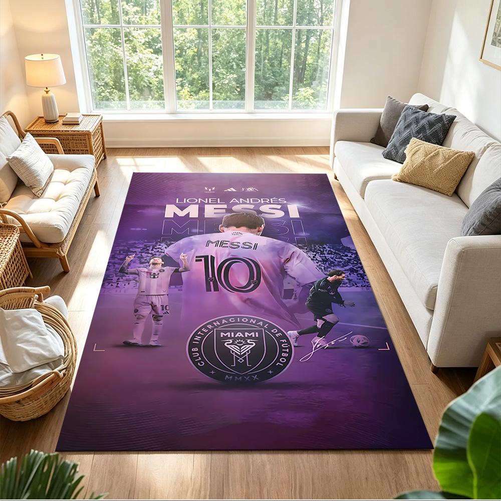 Messi's Legacy Soccer Carpet Suitable for Foyer Playrooms Dining Room Game Room Anti-slip Rug Decorate Offices Perfect Birthday/Christmas Gift Idea