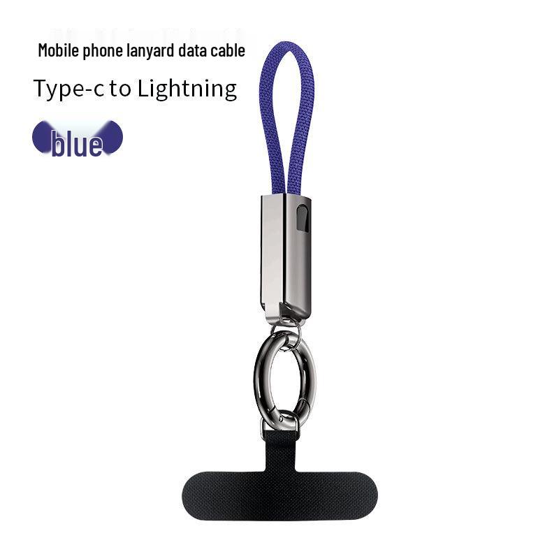 Zinc Alloy PD60W Fast Charging Data Cable Keychain for Apple iPhone/Huawei with Portable Lanyard