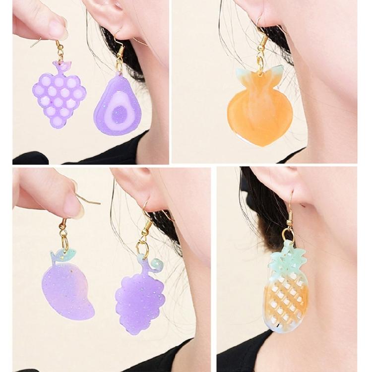 Silicone Earring Molds Resin Drop Jewelry Moulds Fruit/Vegetable Series Jewelry Making Molds for Kids and Teens Crafting
