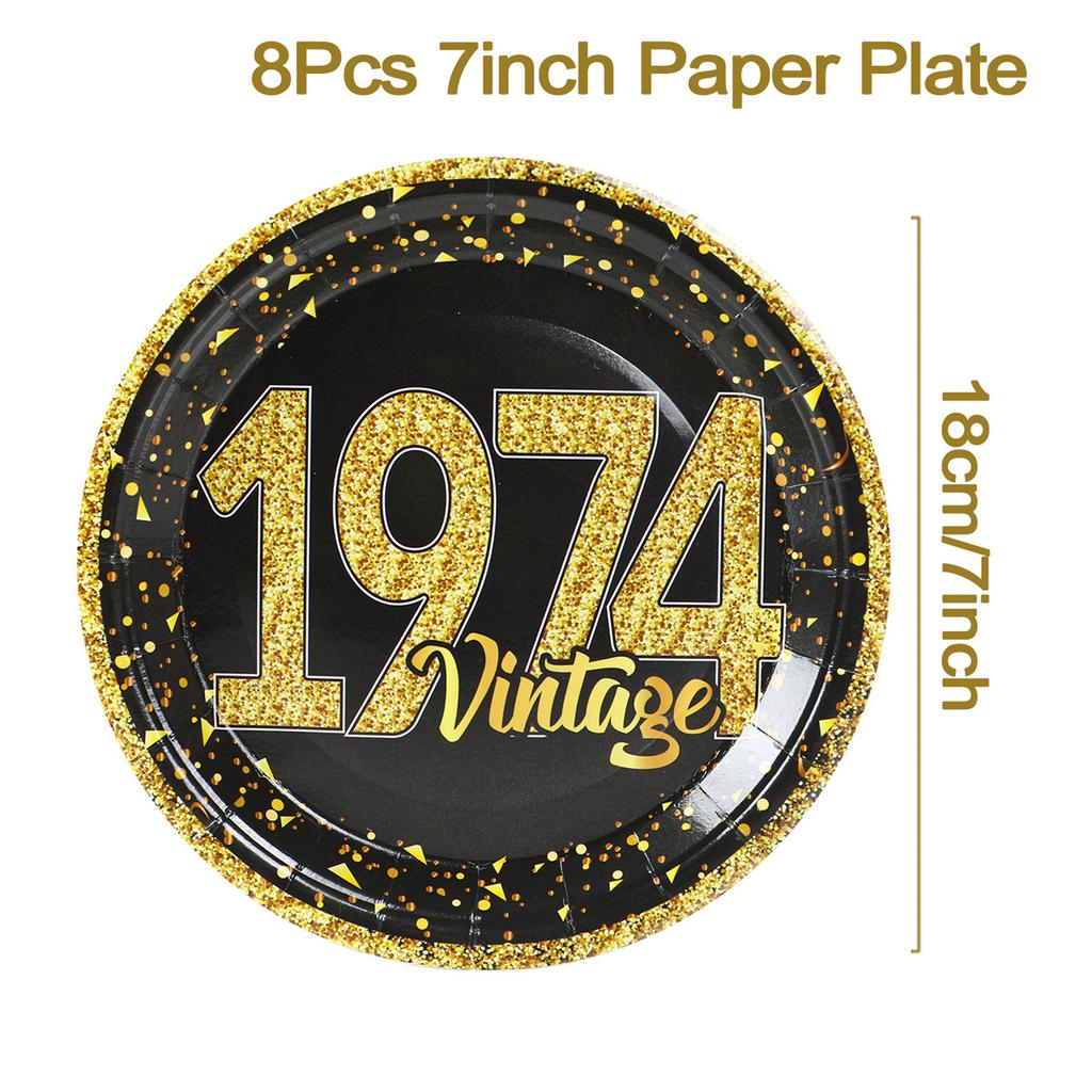 50th Black Gold Birthday Disposable Tableware Paper Plate Towels 50 Birthday Party Decoration 50th Birthday Birthday Anniversary