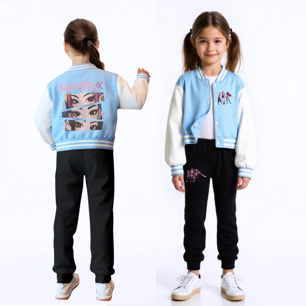 Kids Girls Anime Cartoon POP Singer Super Star Rumi Zoey Mira Printed Casual Long Sleeves Baseball Jacket Coat