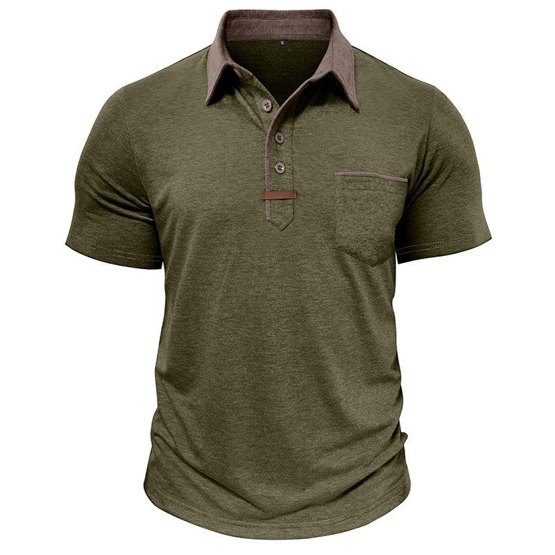 Męskie Codzienne Koszule z Długim Rękawem Kołnierzykowe Zapinane Bawełniane T-shirty Klasyczne Stylowe Koszule Golfowe z Kieszenią