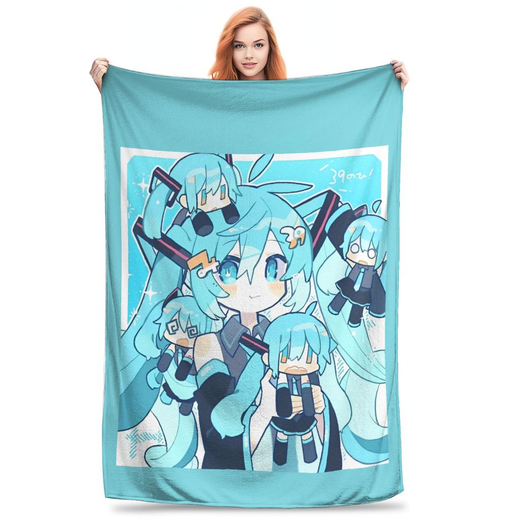 Hatsune Miku Flanelová deka Japonské anime Úžasná přehozová deka pro domov Hotelová pohovka 200x150cm Přehozy