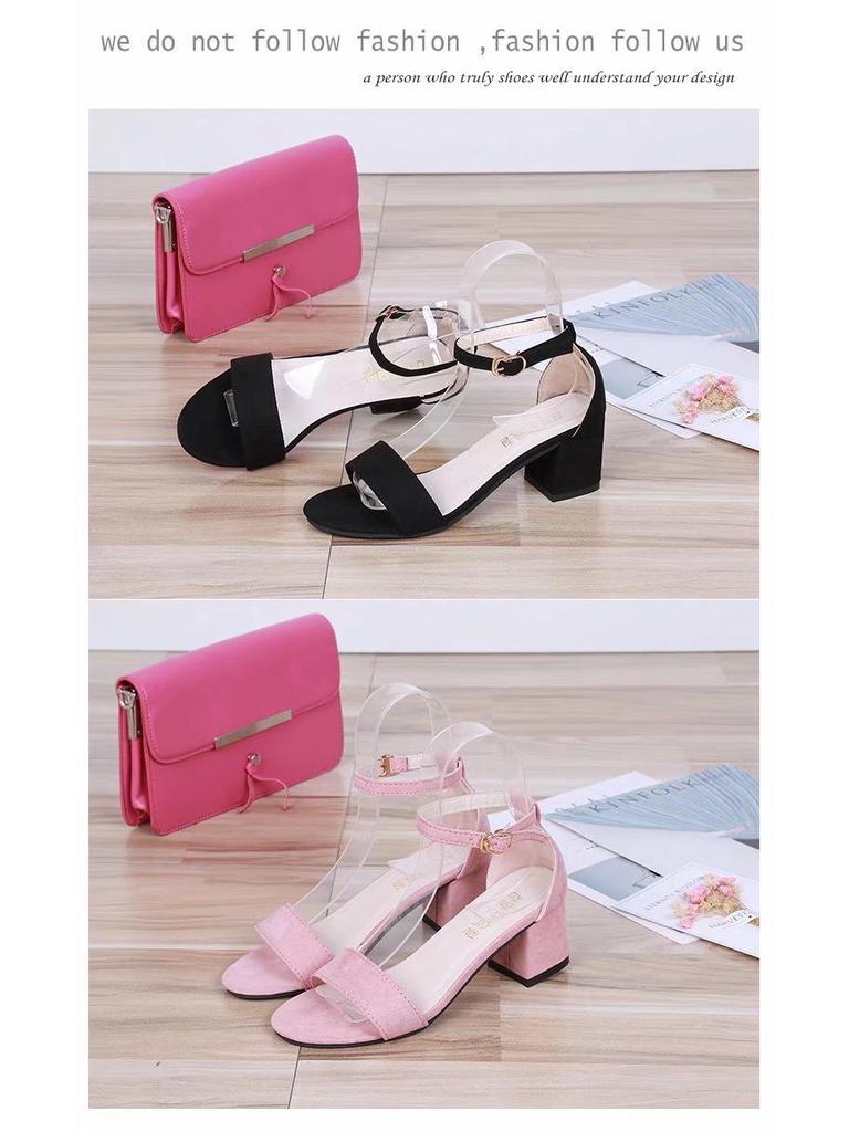 2023 Spring Women's Chunky Heel Sandals – Simple, Casual, Sexy Round Toe with Single Strap