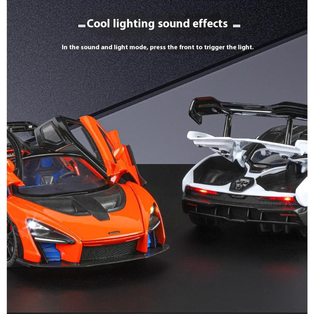 1/24 Scale Mclaren Senna Super Racing Car Alloy Diecast Model Car Adult Collectibles Sound & Light Hobby Holiday Gifts with Boyfriend
