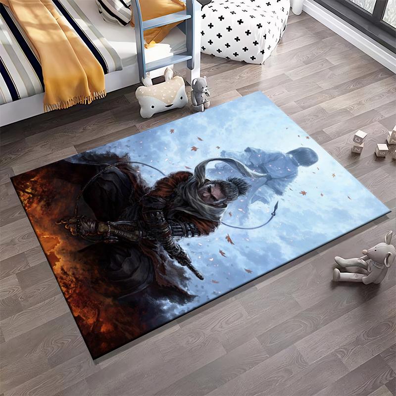 Epic Samurai Warrior Dark and Ice Theme Carpet for Home Decor Suitable for use as an anti-slip for living room bedroom sofas