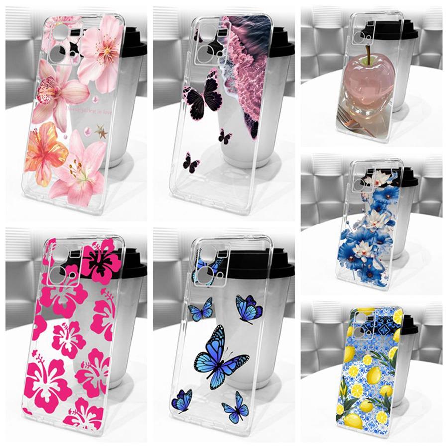For OPPO Reno7 4G CPH2363 Case Soft TPU Protective Bow flower Phone Case For OPPO F21 Pro 4G transparent Reno 7 Cover Coque