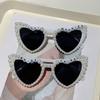 Heart Shaped Sunglasses with Pearls Women  New in Stylish Vintage Shades for Wedding Trendy Cute Party Sun Glasses