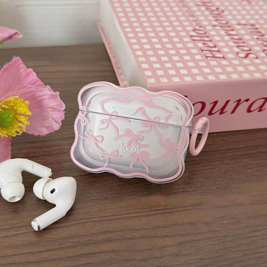 ins bow transparent earphone case is suitable for Apple AirPods 1st generation Bluetooth protective case 1st generation earphone case pro1.