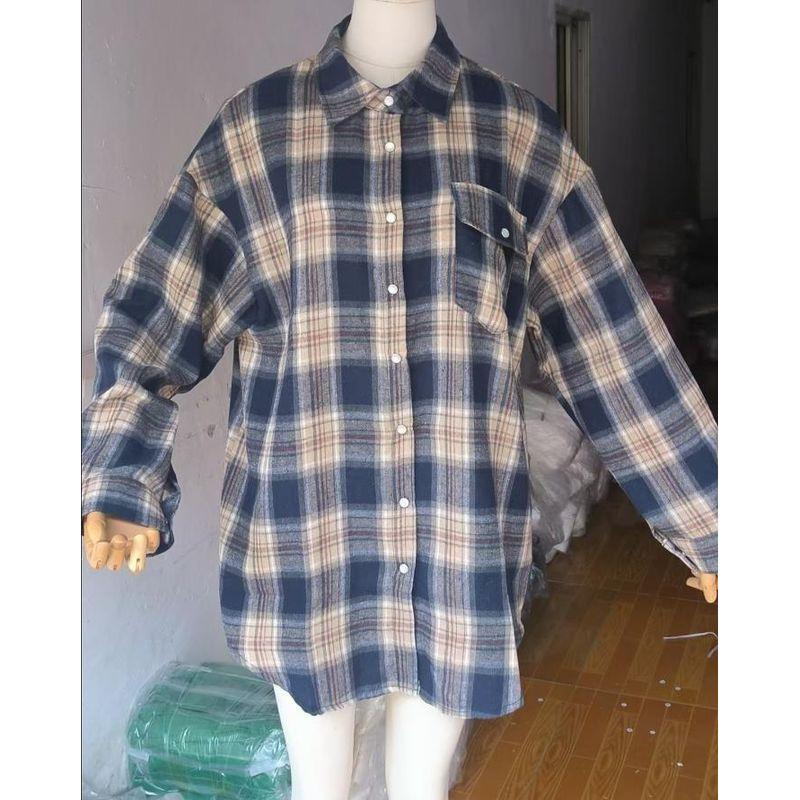 Fashion Retro Plaid Loose Long Sleeve Shirt Shirt Women Oversize Blouse Shirt Women