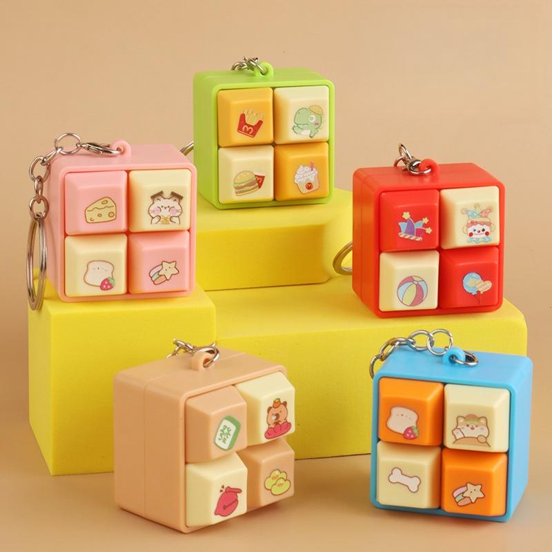 Relaxing Cartoon Keychain Diy Keyboard Keys Button Music Keychain Keycap Relief Stress Clicker Toy