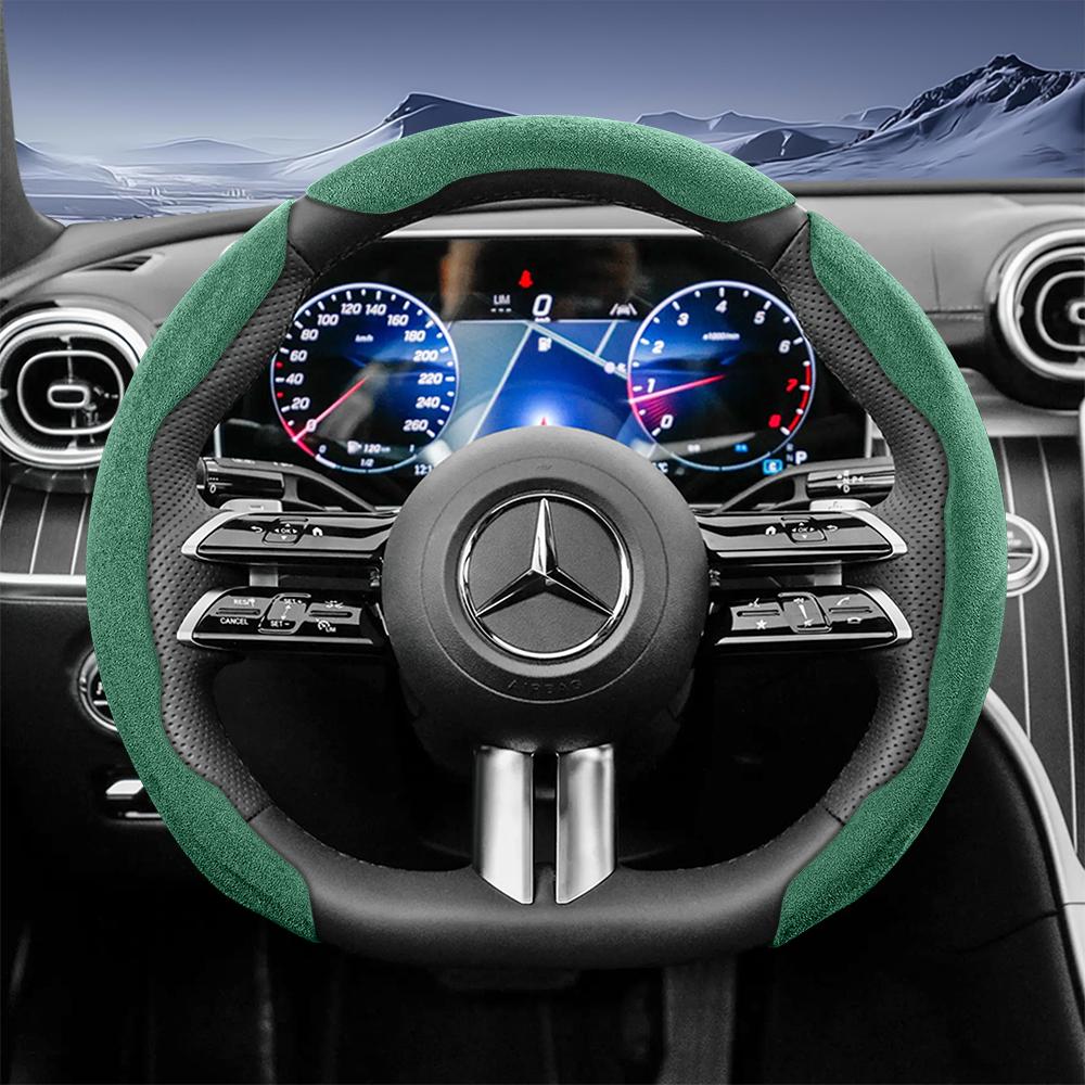 Suitable for Mercedes-Benz Sports Suede Steering Wheel Covers with Split Snap-On Design for V G S a E C Class Gle Glc Gla Glb Cls Cla Eqb Eqe Eqs Amg 