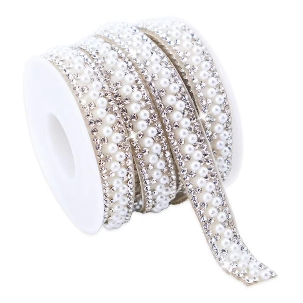 3 Metri Striscia di Cristallo Autoadesiva Lucida Catena di Perle Colorate Striscia di Strass Bling Decorazione per Borsa